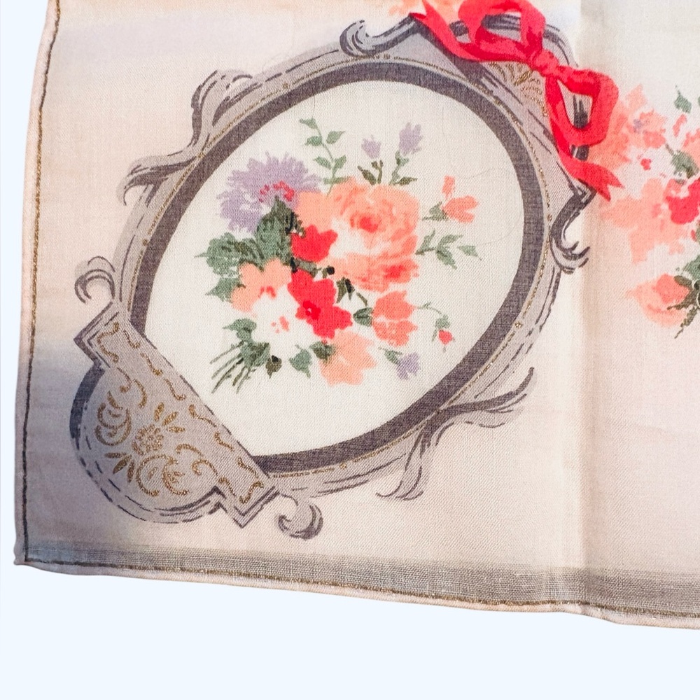 Christian Dior Vintage Silk Neckerchief Floral Wreath 18.5" Square NOS - Picture 4 of 7